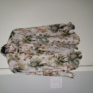 H & M Silk Tropical Print Blouse